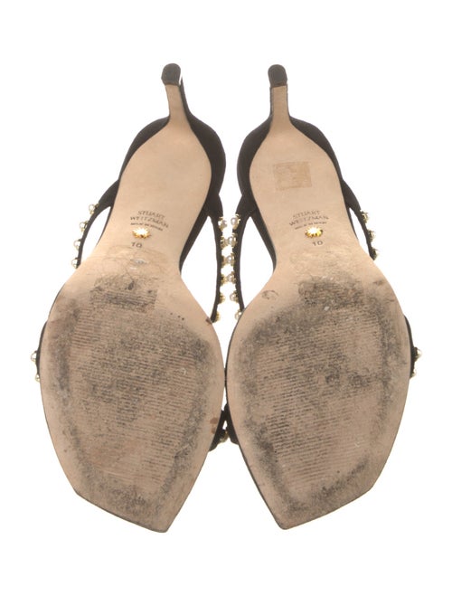 Stuart Weitzman Suede Beaded Accents Slides