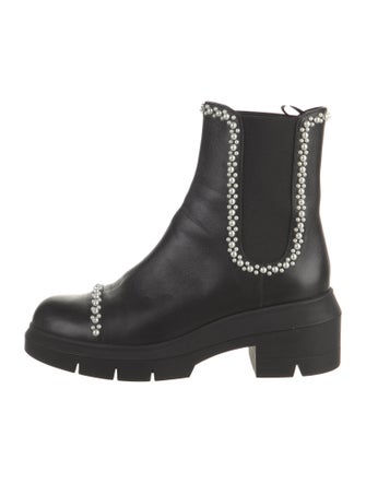 Stuart Weitzman Leather Beaded Accents Chelsea Boots
