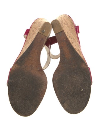 Stuart Weitzman Strut Wedge Patent Leather Sandals