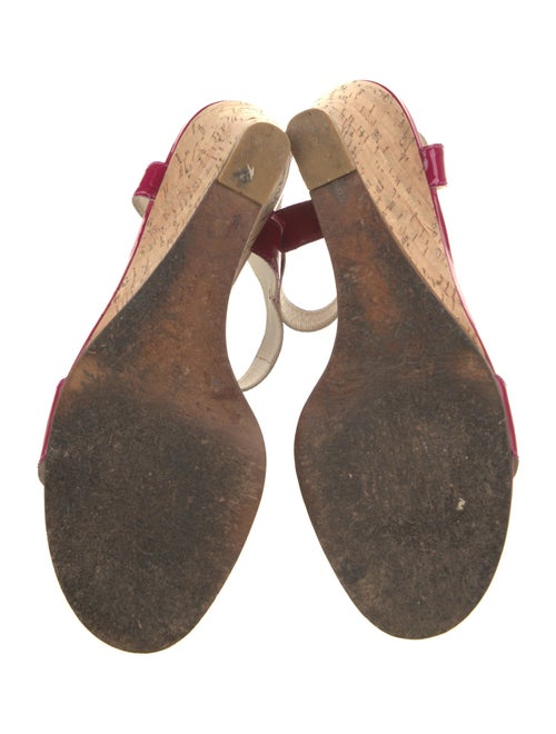 Stuart Weitzman Strut Wedge Patent Leather Sandals