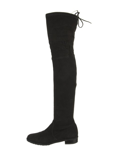 Stuart Weitzman Suede Bow Accents Lace-Up Boots