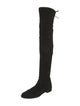 Stuart Weitzman Suede Bow Accents Lace-Up Boots