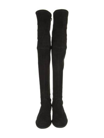 Stuart Weitzman Suede Bow Accents Lace-Up Boots