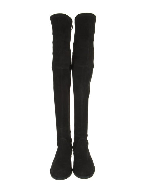 Stuart Weitzman Suede Bow Accents Lace-Up Boots