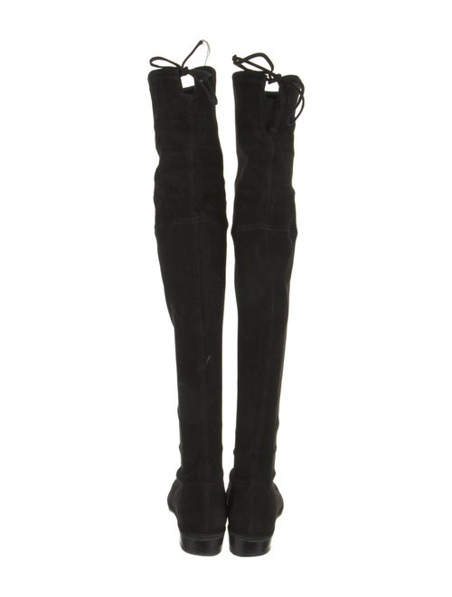 Stuart Weitzman Suede Bow Accents Lace-Up Boots