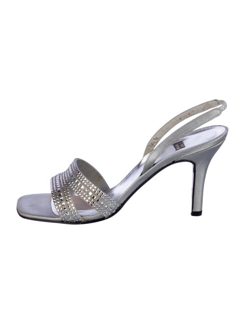 Stuart Weitzman Satin Crystal Embellishments Slingback Sandals