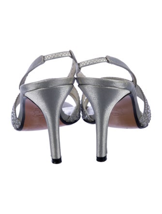 Stuart Weitzman Satin Crystal Embellishments Slingback Sandals