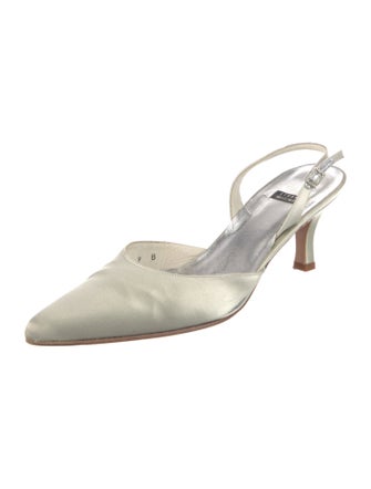 Stuart Weitzman Satin Crystal Embellishments Slingback Pumps