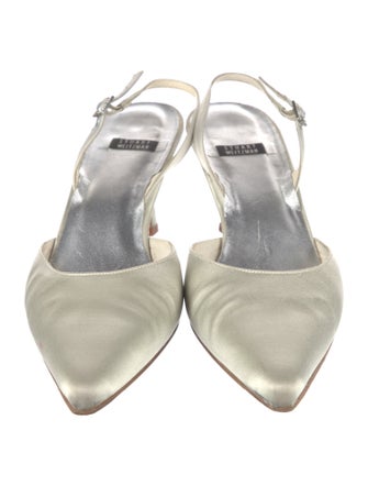 Stuart Weitzman Satin Crystal Embellishments Slingback Pumps