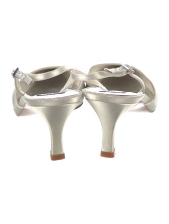 Stuart Weitzman Satin Crystal Embellishments Slingback Pumps