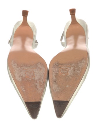 Stuart Weitzman Satin Crystal Embellishments Slingback Pumps