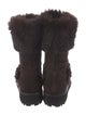 Stuart Weitzman Suede Fur Trim Moto Boots