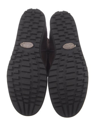 Stuart Weitzman Suede Fur Trim Moto Boots