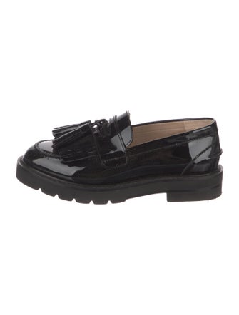 Stuart Weitzman Patent Leather Tassel Accents Loafers