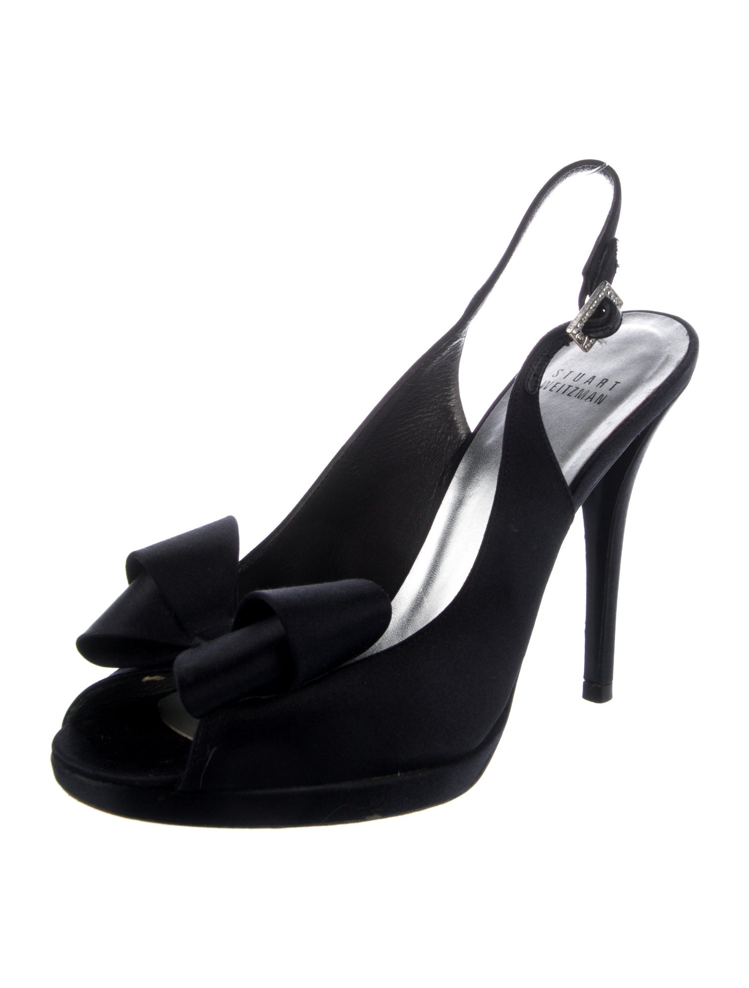 Stuart Weitzman Satin Bow Accents Slingback Sandals