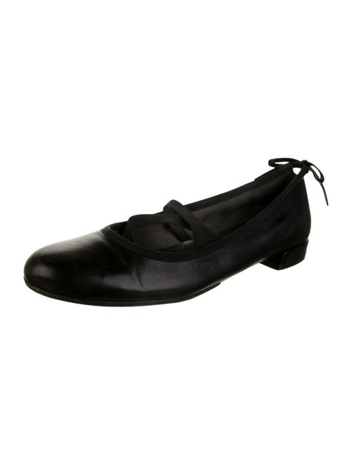 Stuart Weitzman Leather Bow Accents Ballet Flats