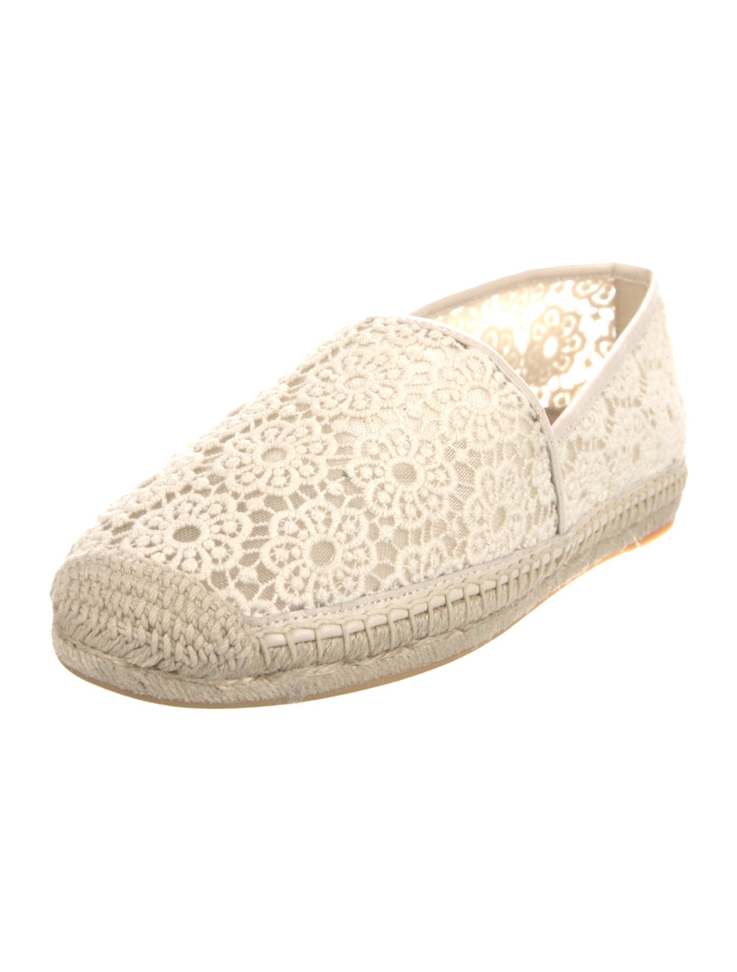 Stuart Weitzman Lace Pattern Mesh Accents Espadrilles