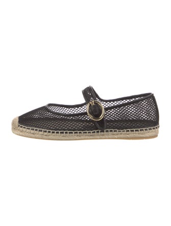 Stuart Weitzman Mesh Leather Trim Embellishment Mary Jane Flats
