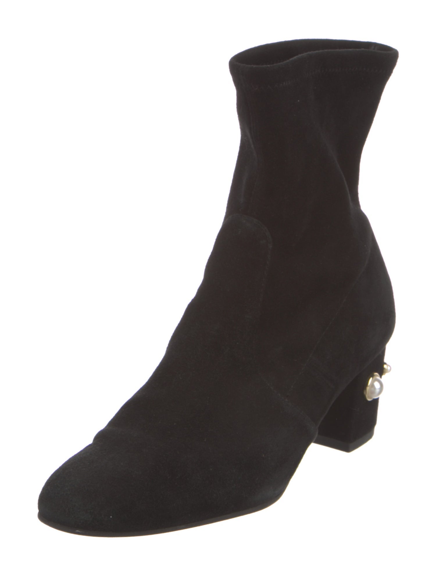 Stuart Weitzman Suede Studded Accents Sock Boots
