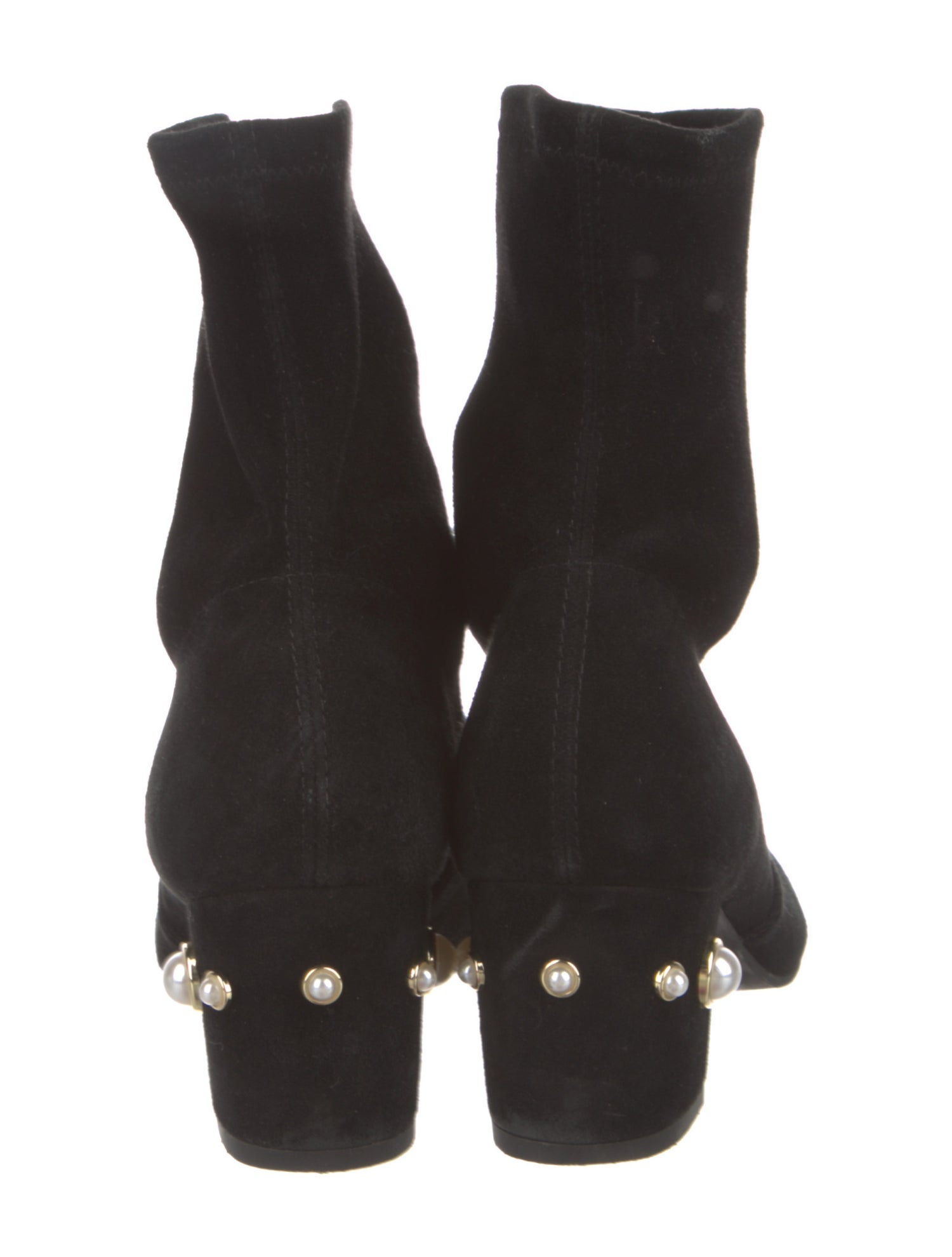 Stuart Weitzman Suede Studded Accents Sock Boots