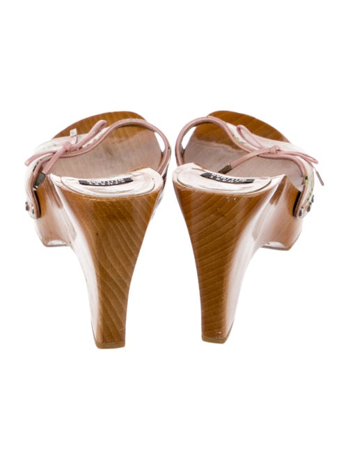 Stuart Weitzman Patent Leather Bow Accents Slides