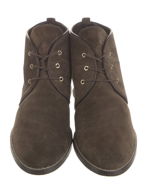 Stuart Weitzman Suede Leather Trim Embellishment Lace-Up Boots