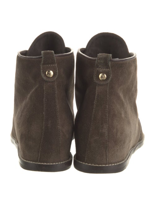 Stuart Weitzman Suede Leather Trim Embellishment Lace-Up Boots