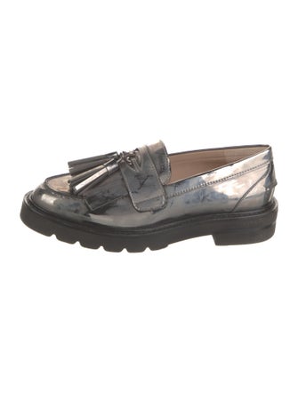 Stuart Weitzman Patent Leather Tassel Accents Loafers