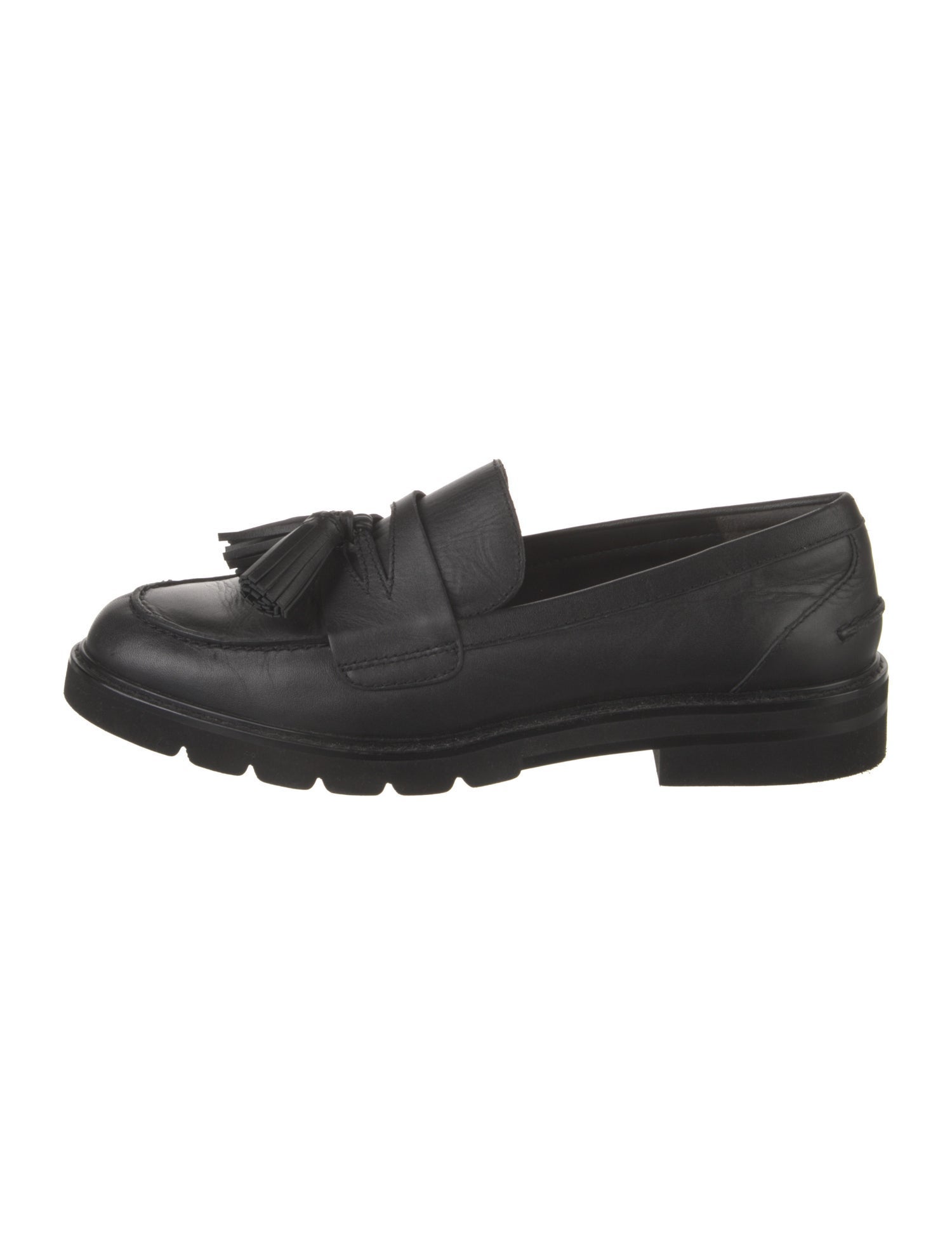 Stuart Weitzman Leather Tassel Accents Loafers