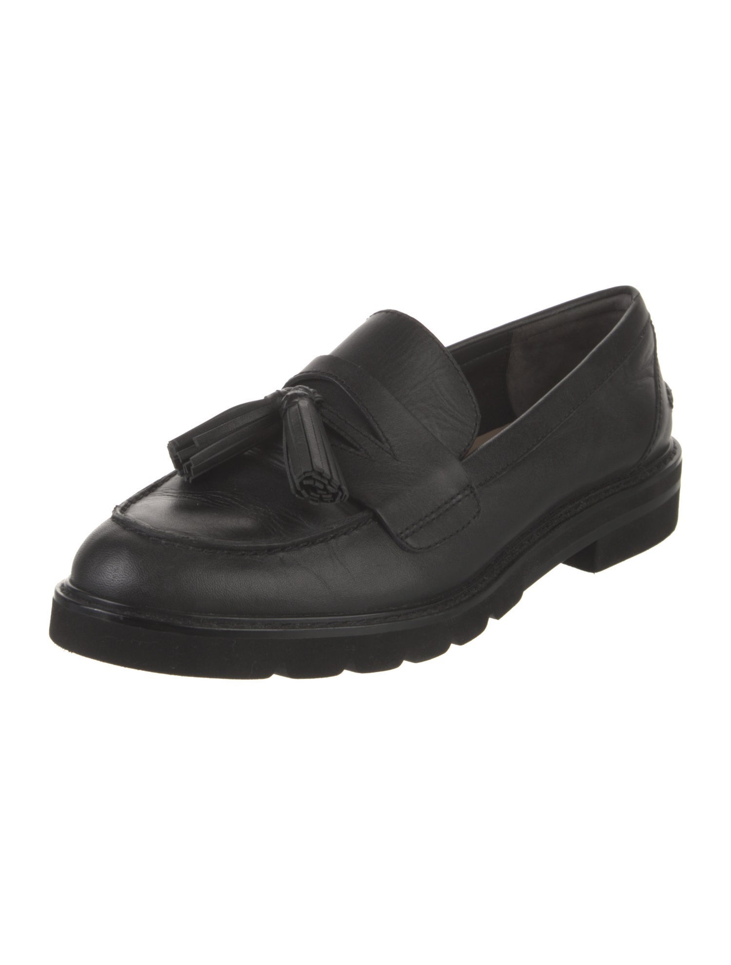 Stuart Weitzman Leather Tassel Accents Loafers