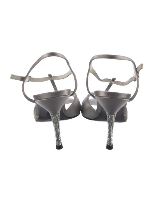 Stuart Weitzman Satin Crystal Embellishments T-Strap Sandals