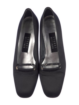 Stuart Weitzman Suede Chain-Link Accents Loafers