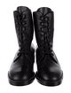 Stuart Weitzman Leather Crystal Embellishments Combat Boots