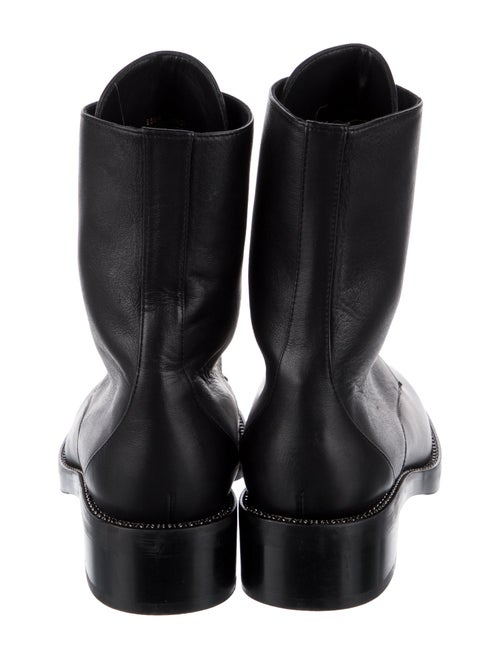 Stuart Weitzman Leather Crystal Embellishments Combat Boots
