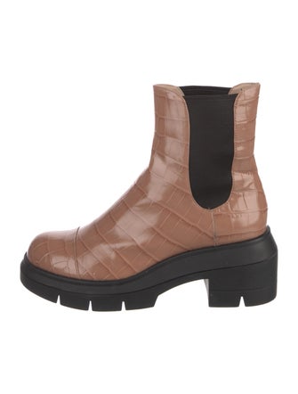 Stuart Weitzman Embossed Leather Printed Chelsea Boots
