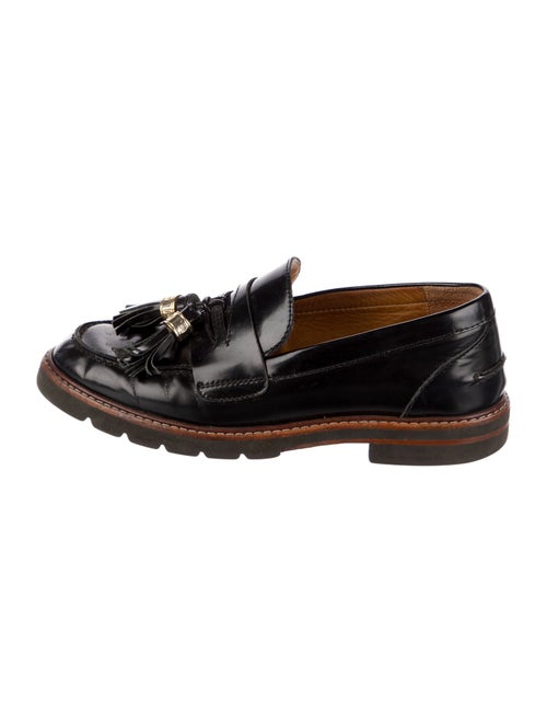 Stuart Weitzman Patent Leather Tassel Accents Loafers