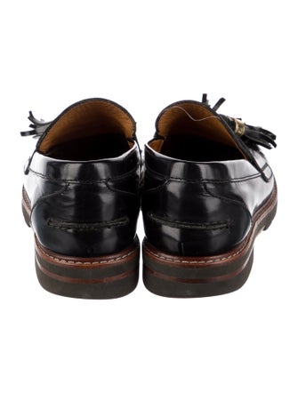 Stuart Weitzman Patent Leather Tassel Accents Loafers