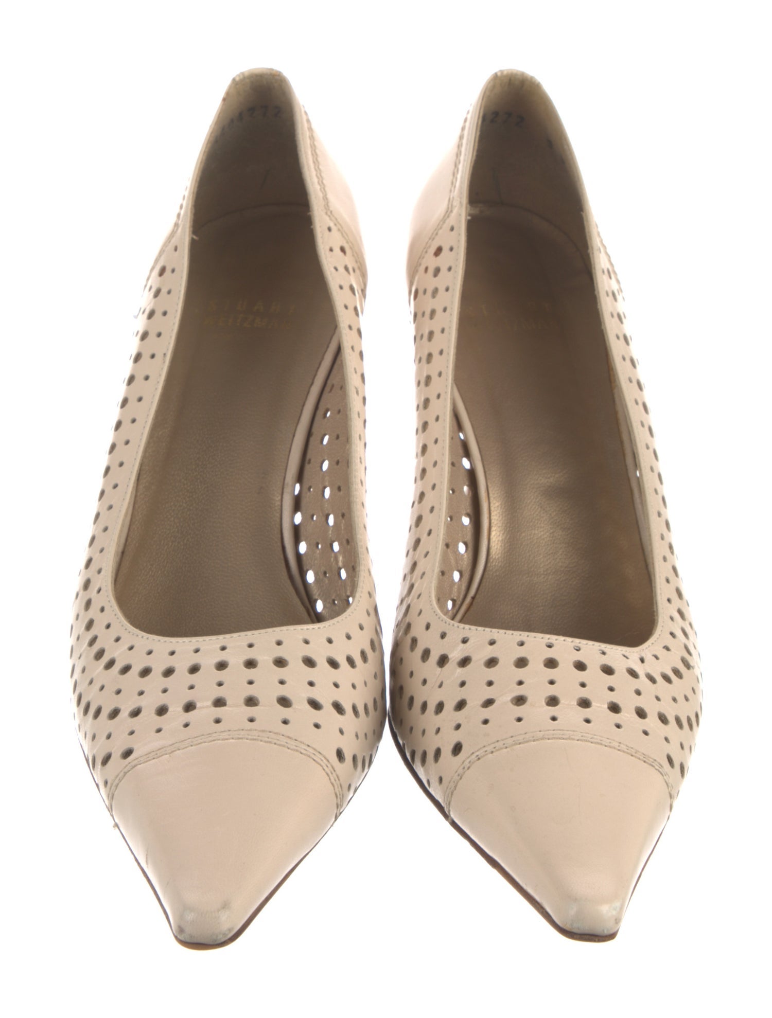 Stuart Weitzman Leather Lasercut Accents Pumps