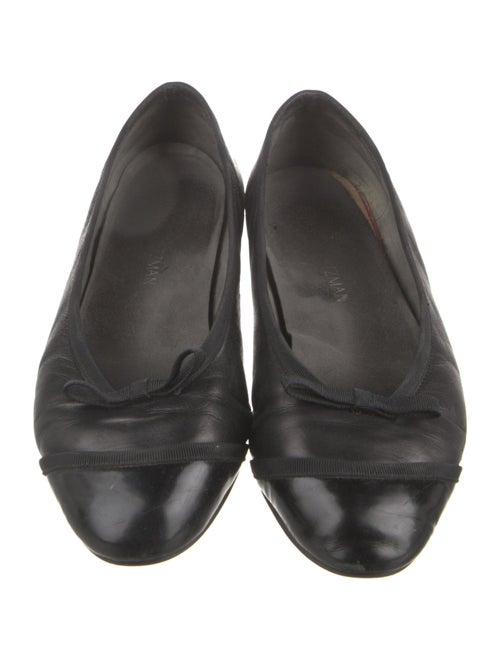 Stuart Weitzman Leather Bow Accents Ballet Flats