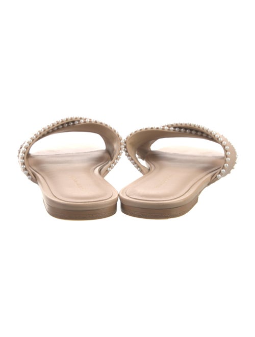 Stuart Weitzman Leather Beaded Accents Slides