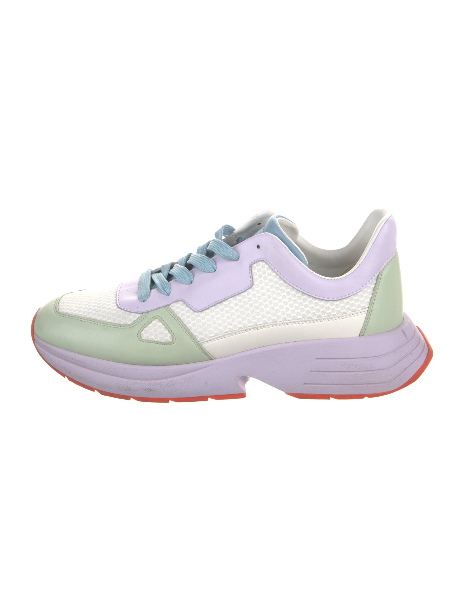 Stuart Weitzman Leather Colorblock Pattern Sneakers