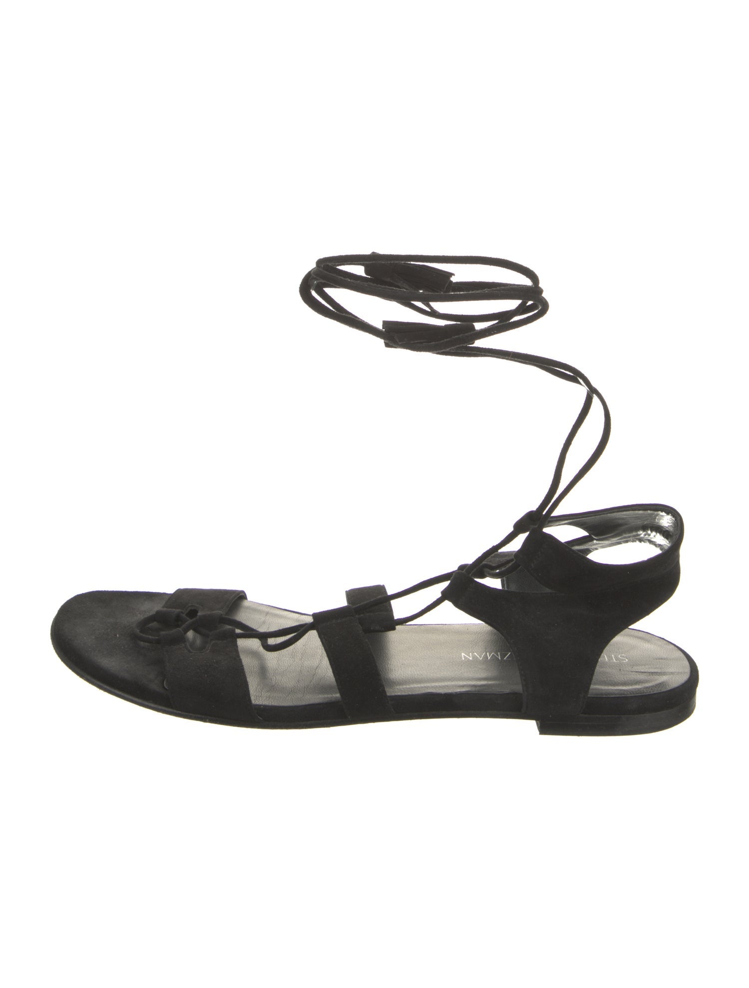 Stuart Weitzman Suede Tassel Accents Gladiator Sandals