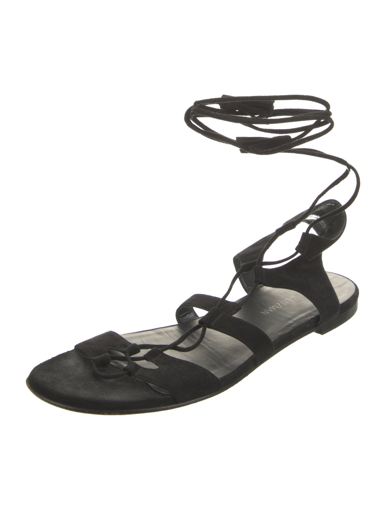 Stuart Weitzman Suede Tassel Accents Gladiator Sandals