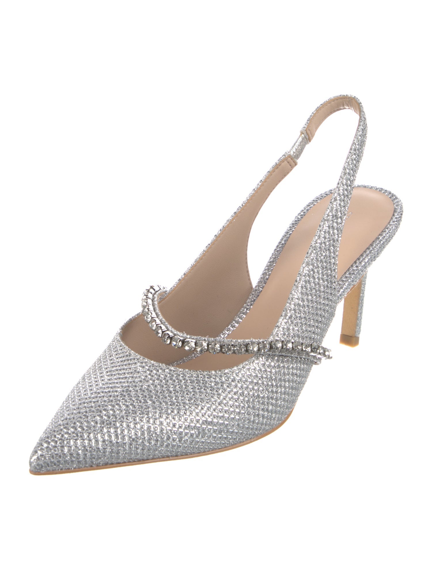 Stuart Weitzman Glitter Crystal Embellishments Slingback Pumps