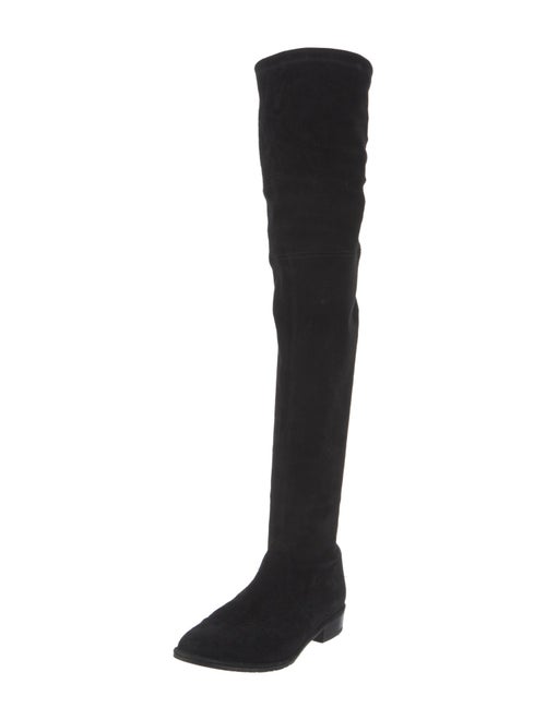 Stuart Weitzman Suede Bow Accents Sock Boots