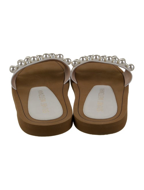Stuart Weitzman Leather Beaded Accents Slides