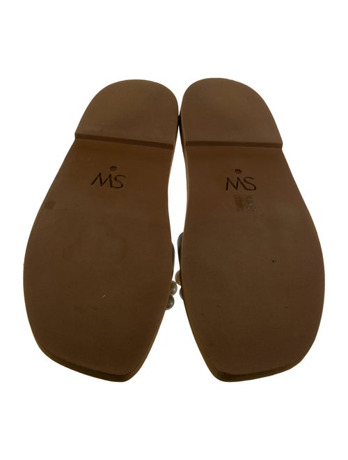 Stuart Weitzman Leather Beaded Accents Slides