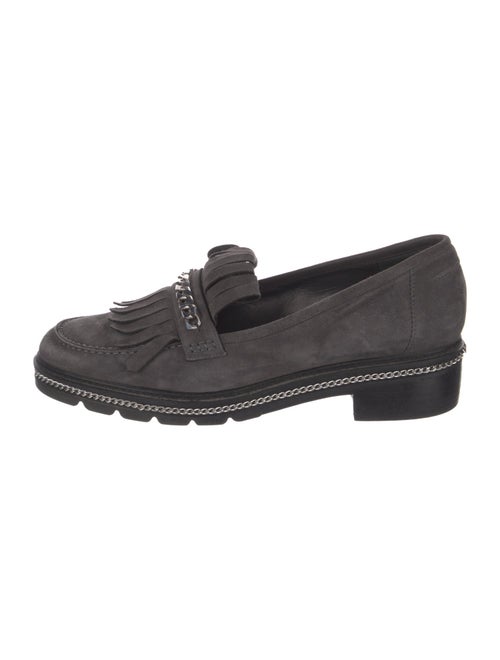 Stuart Weitzman Suede Chain-Link Accents Loafers