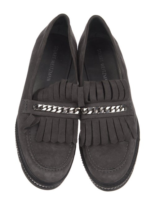 Stuart Weitzman Suede Chain-Link Accents Loafers