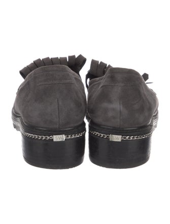Stuart Weitzman Suede Chain-Link Accents Loafers